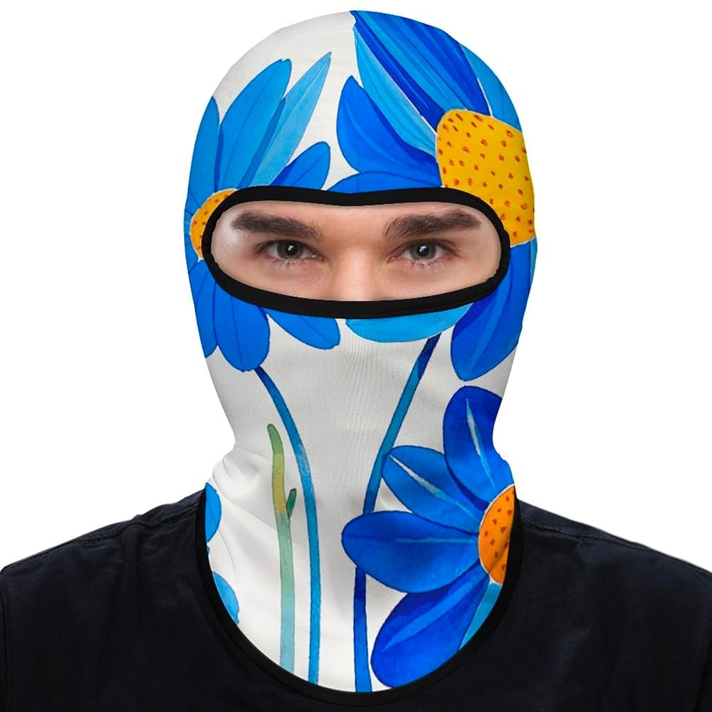 Balaclava Mask for Men Ski Mask for Women Blue Flower